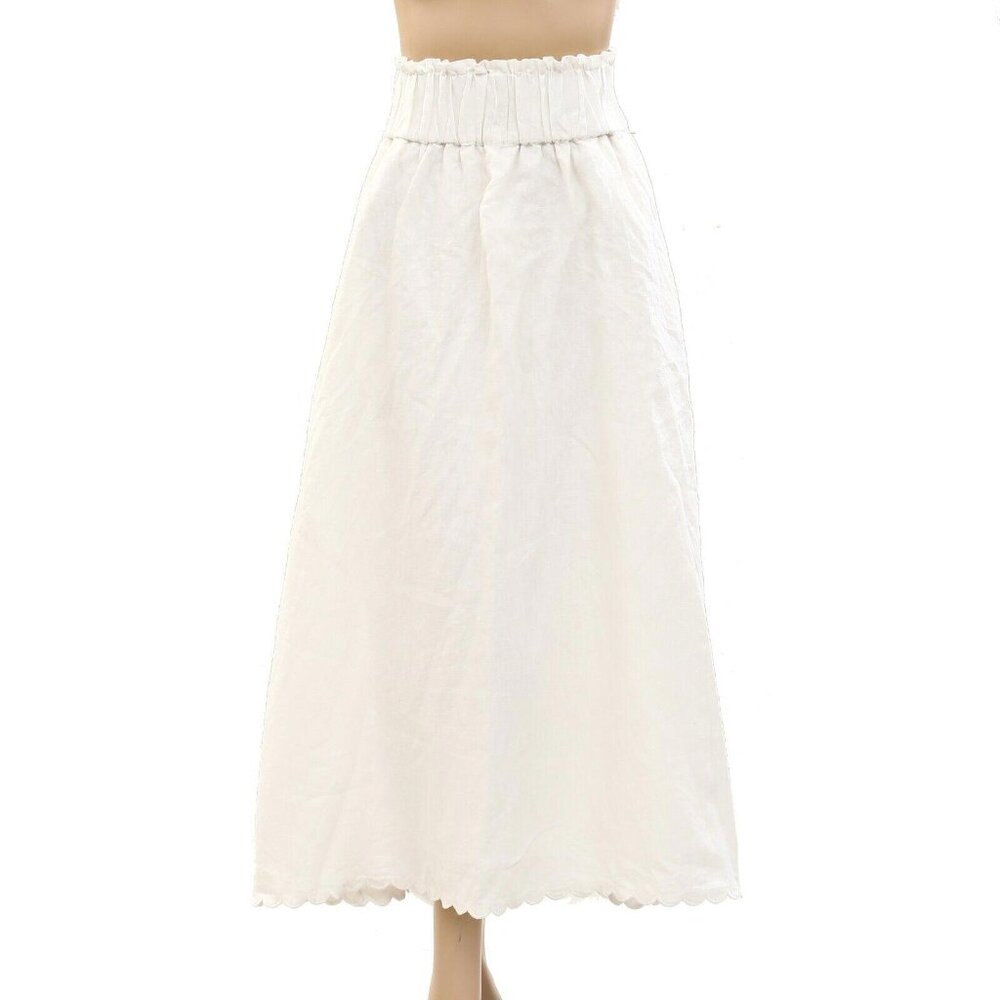 Posse Solid Long A-Line Maxi Skirt High Waisted Formal Cotton XS NEW